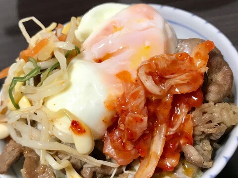 味付きもやしで！お手軽ビビンバ丼☆